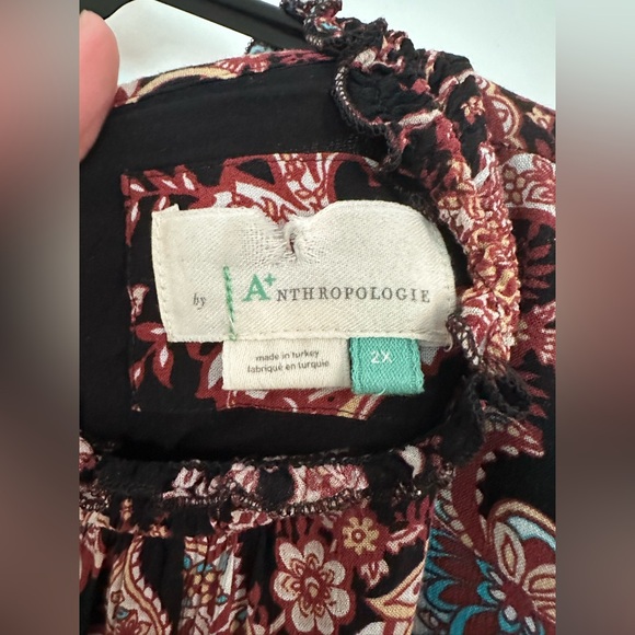 Anthropologie Women’s 2X Cadi Tiered Tunic Dress Floral Paisley Long Sleeve - Picture 12 of 13